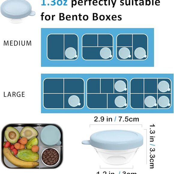 NEW IN BOX! Set of Seven 1.3 Ounce Glass Storage/Serving Bowls w/Sealing Lids - Picture 2 of 7